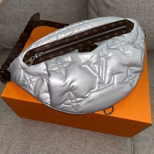 Authentic Louis Vuitton Monogram Pillow Bumbag in Silver, Limited Edition